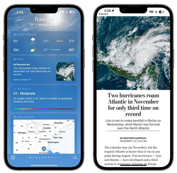 蔚县苹果14维修分享iPhone 14手机如何看天气时顺带看新闻 