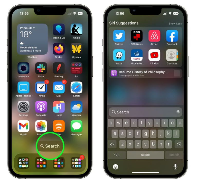 蔚县苹果手机维修分享升级到 iOS 16 后，如何删除主屏幕上的搜索按钮 
