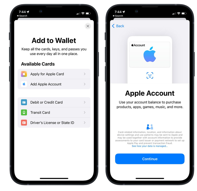蔚县苹果手机维修分享iOS 15.5钱包App如何添加 Apple 账户 