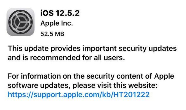 蔚县苹果手机维修分享iOS12.5.2发布，建议所有老苹果用户安装 